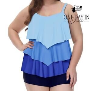 Hanna Nikole Plus Size Boyshort Tankini Swimsuit Size 24W